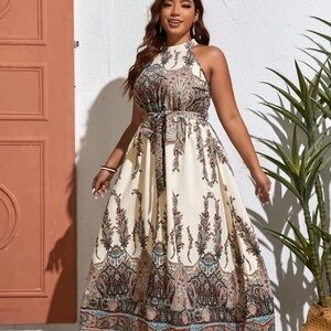 Shein Curve Halter Maxi Sundress for Resort Wear